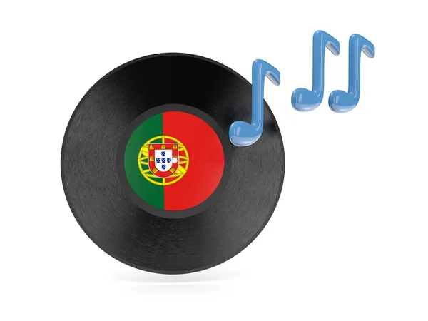 Disco de vinil com bandeira de portugal — Fotografia de Stock