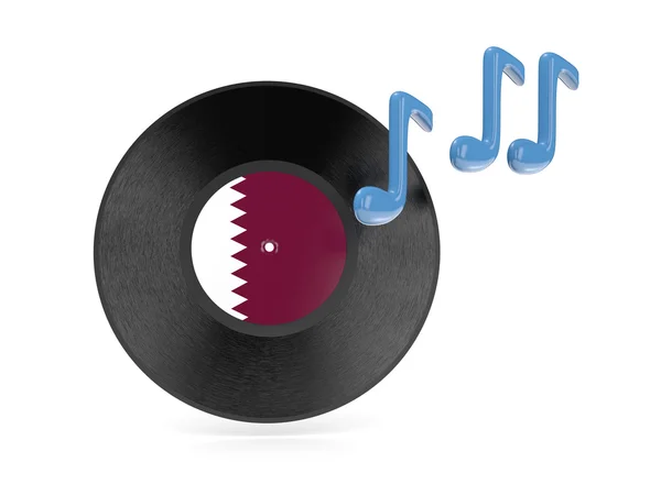 Disque vinyle avec drapeau de qatar — Photo