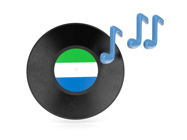 Disco de vinil com bandeira de sierra leone — Fotografia de Stock