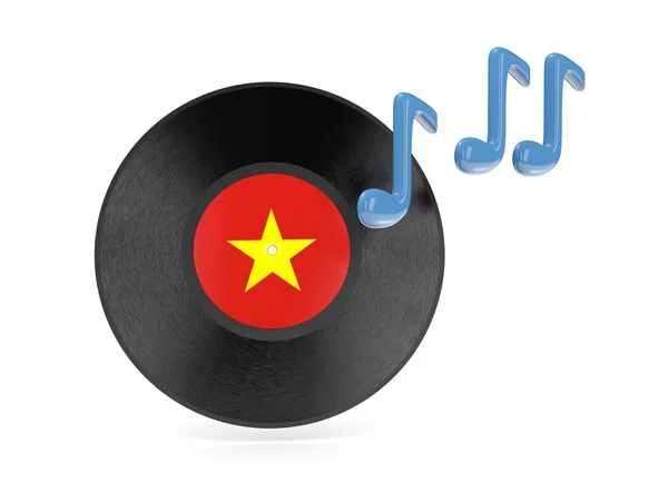 Disco de vinil com bandeira de vietnam — Fotografia de Stock