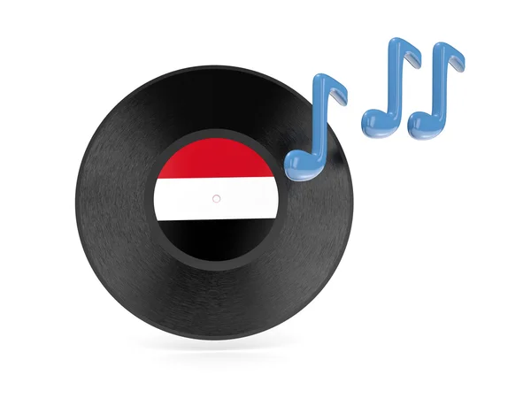 Disco in vinile con bandiera degli yemen — Foto Stock