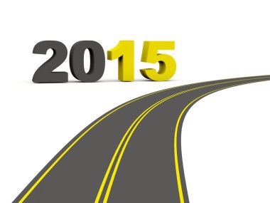 yol üzerinde 2015 yeni yıl işareti