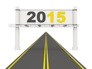 yol üzerinde 2015 yeni yıl işareti