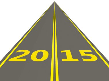 yol üzerinde 2015 yeni yıl işareti