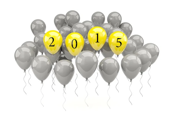 Sarı hava balonları 2015 yeni yıl işareti ile — Stok fotoğraf