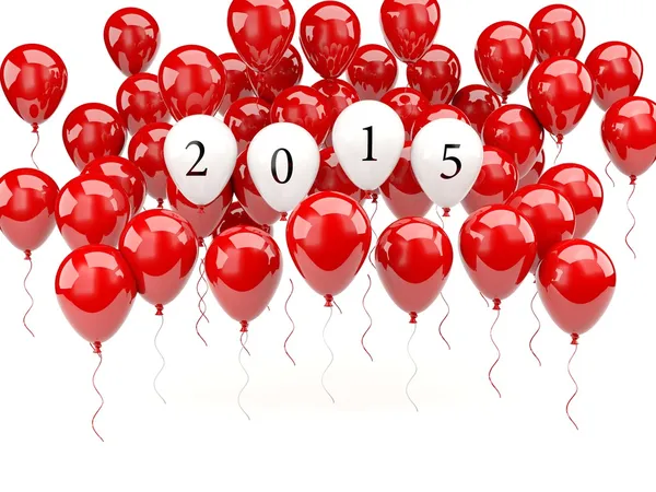 Red air balloons with 2015 New Year sign — Stock Photo, Image