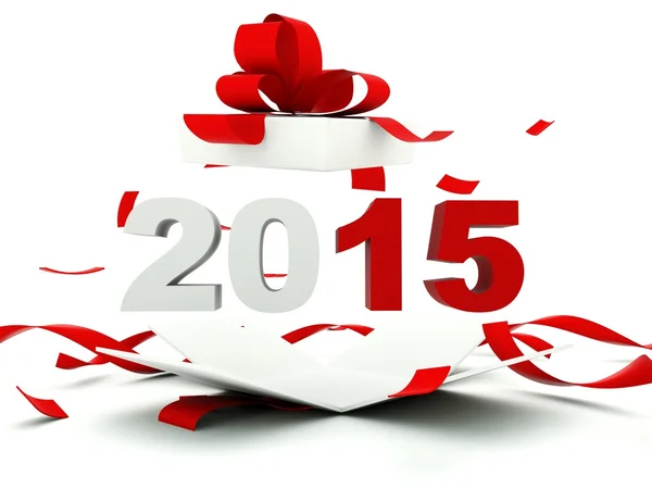 2015 sinal de Ano Novo dentro do presente — Fotografia de Stock