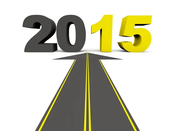 2015 Nieuwjaar teken op de weg — Stockfoto