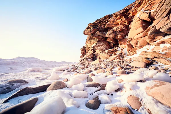 Hielo Rocas Luz Del Sol Temprano Mañana — Foto de Stock