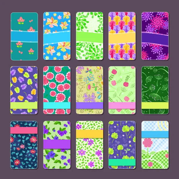 Conjunto de tarjetas de negocios florales coloridas — Vector de stock