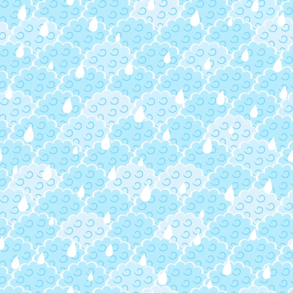 Nuage moelleux bleu clair sans couture avec motif de gouttes — Image vectorielle