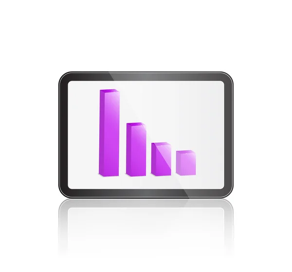Tablet com gráfico de barras na tela —  Vetores de Stock