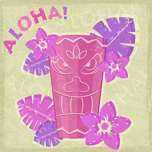 Retro starodawny wakacje aloha karty — Wektor stockowy