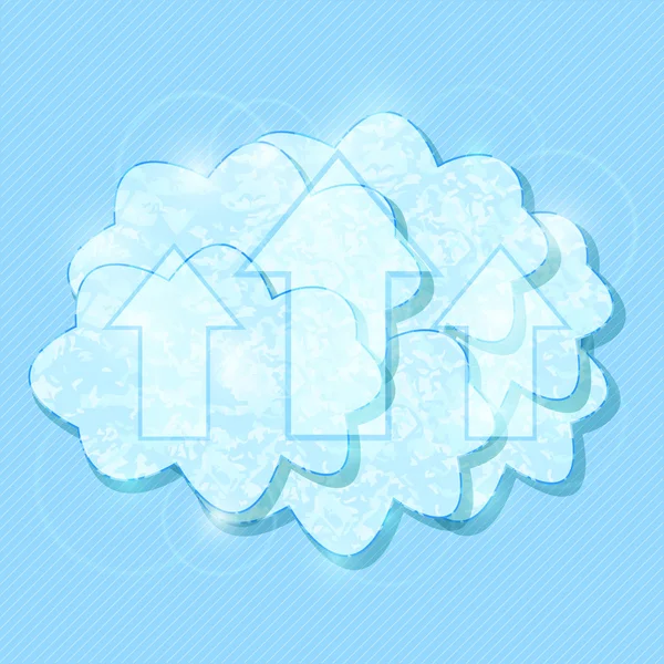 White Shiny Cloud Group avec les flèches de téléchargement — Image vectorielle