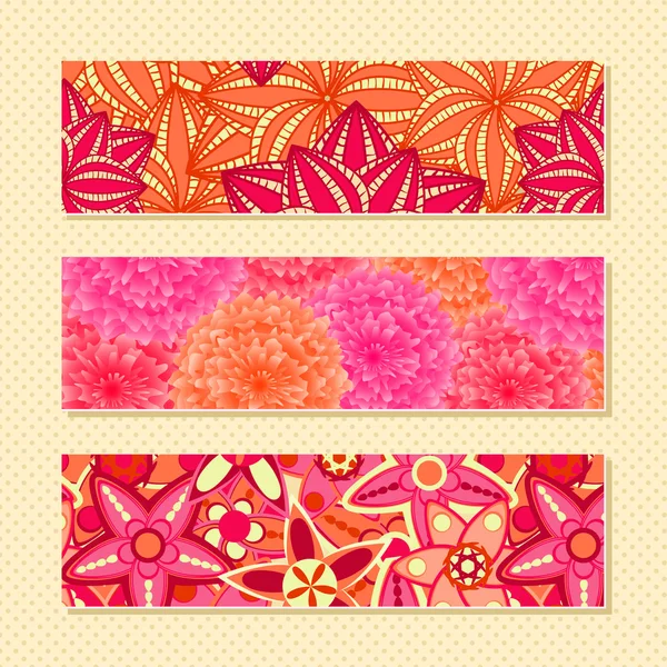 Set of Pink Floral Business Cards — Stock Vector