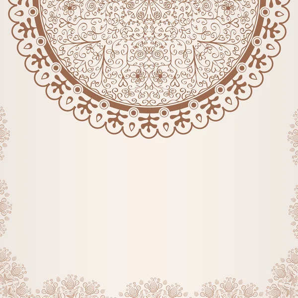 Carte Beige avec Demi Silhouette Élément Fleur — Image vectorielle