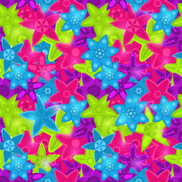 Бесшовный цветочный узор в кислотных красках
