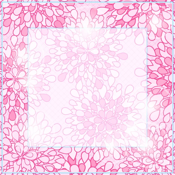 Shiny Pink Square Floral Card Frame — Stock Vector