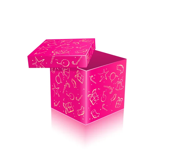 Boîte cadeau ouverte rose — Image vectorielle