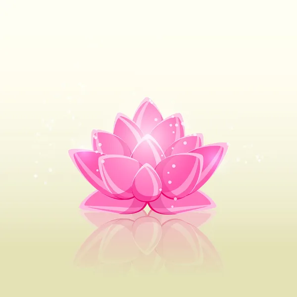 Flor Rosa Brillante con Reflexión en el Agua — Vector de stock