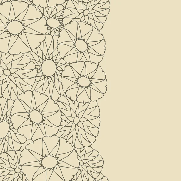 Tarjeta gris con siluetas de flores. Fondo vectorial — Vector de stock