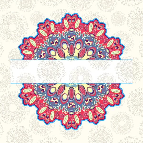 Vintage Card with Round Mandala Lab — Stock Vector