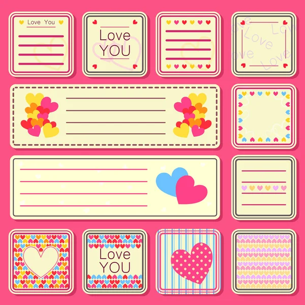 Conjunto de cartões pequenos Valentine — Vetor de Stock