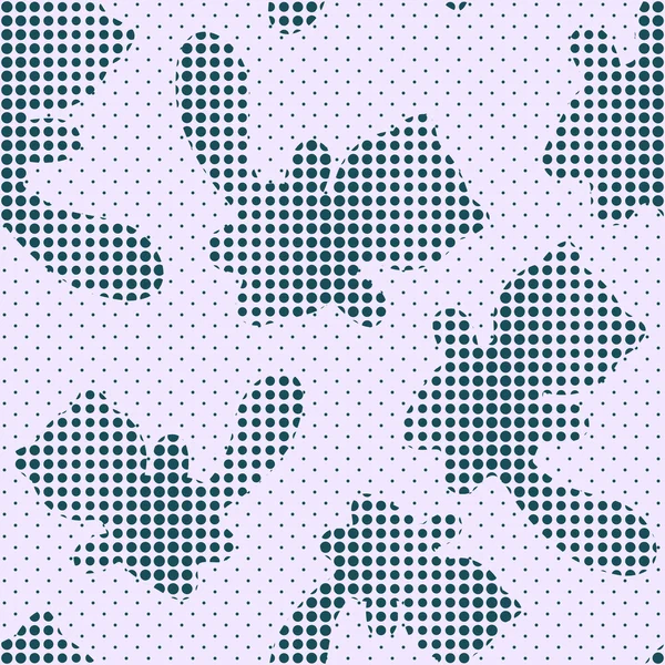 Seamless Pattern with Halftone Cat Silhouettes — Stock Vector