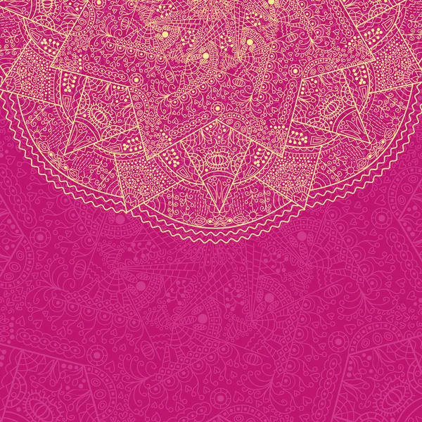 Cartão Vintage rosa com meio elemento Mandala — Vetor de Stock