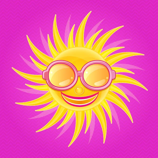 Shiny Yellow Sun with Smile — Stock Vector