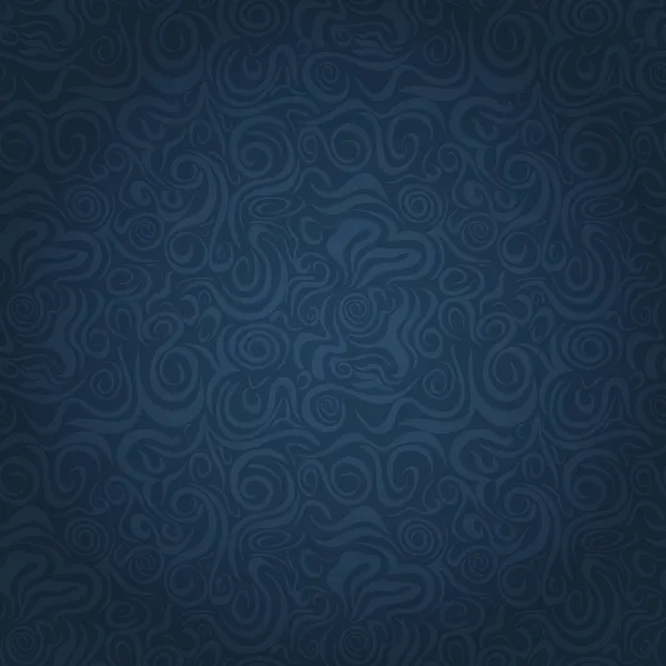 抽象的な濃い青色あせた振る渦巻のシームレスな背景 — ストックベクタ
