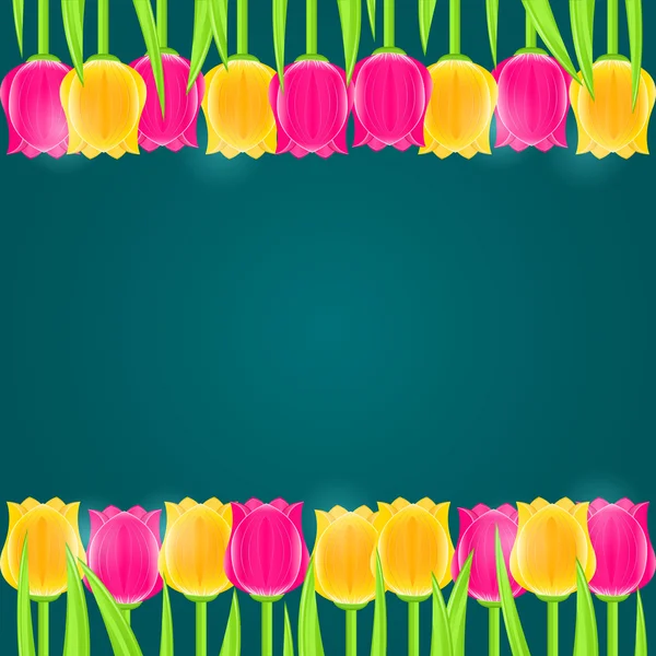 Heldere kleurrijke tulip frame — Stockvector