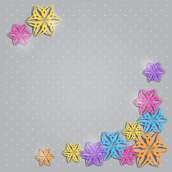 Grußkarte mit bunten Papierblumen — Stockvektor