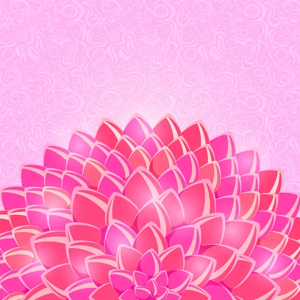 Media flor rosa grande en la parte inferior — Vector de stock