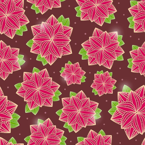 Fleurs sur fond brun foncé sans couture — Image vectorielle