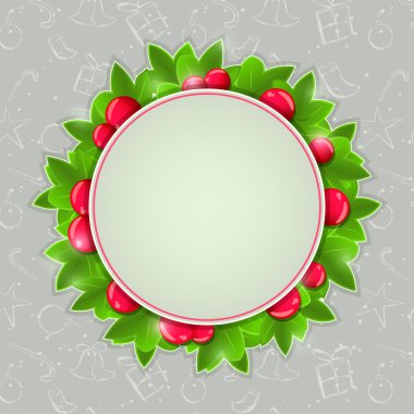 metin yuvarlak bir yer ile Noel holly kartı