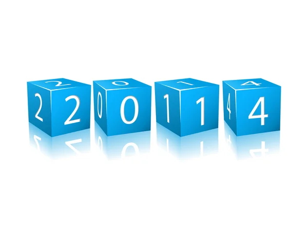 2014 Year Numbers on Blue Cubes — Stock Vector