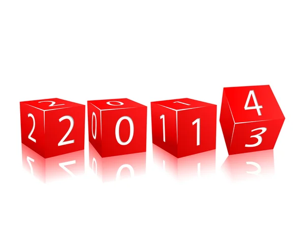 2014 year numbers on red cubes — Stock Vector