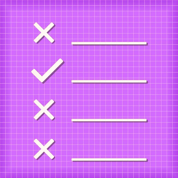 Checkliste auf violettem Blatt — Stockvektor