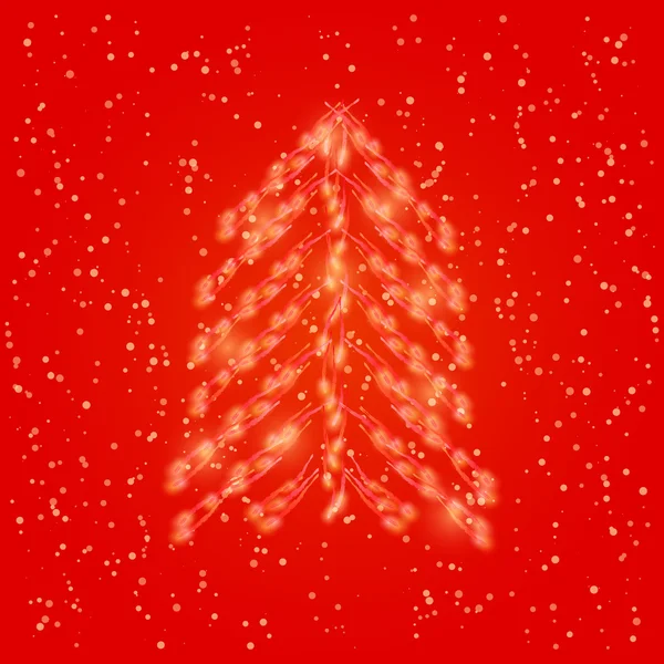 Albero di Natale rosso brillante al neon — Vettoriale Stock