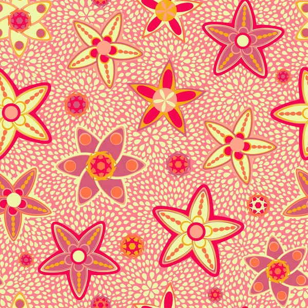 Fleur jaune et rose motif sans couture — Image vectorielle