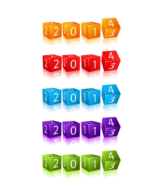 Nya 2014 år siffror på 3d-kuber — Stock vektor