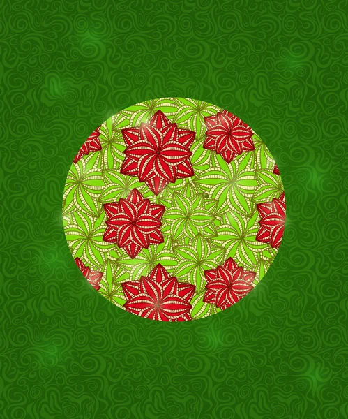Fiori cerchio decorazione su sfondo verde modello — Vettoriale Stock