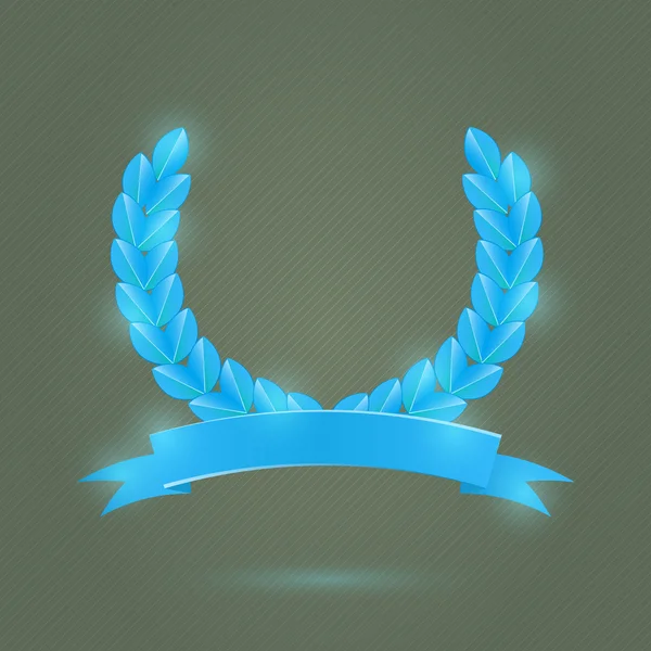 Couronne de laurier brillante bleue — Image vectorielle