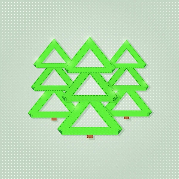 Yeşil kağıt etiket Noel şerit ağaç kartı — Stok Vektör