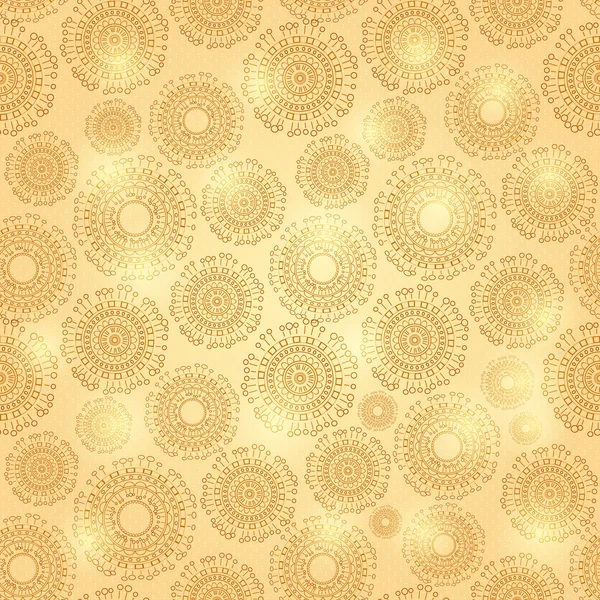 Gold Shiny Seamless Pattern with Round Elements — Stock Vector