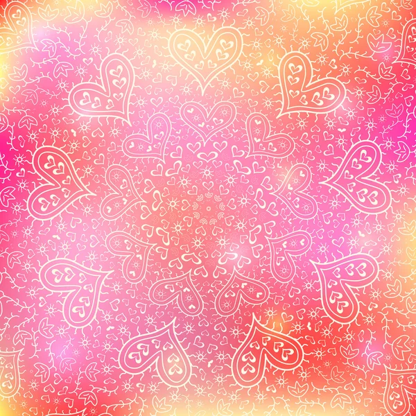 Colorful Half Mandala Decoration with Hearts — Stock Illustration Colorful Half Mandala Decoration with Hearts Vector Graphics