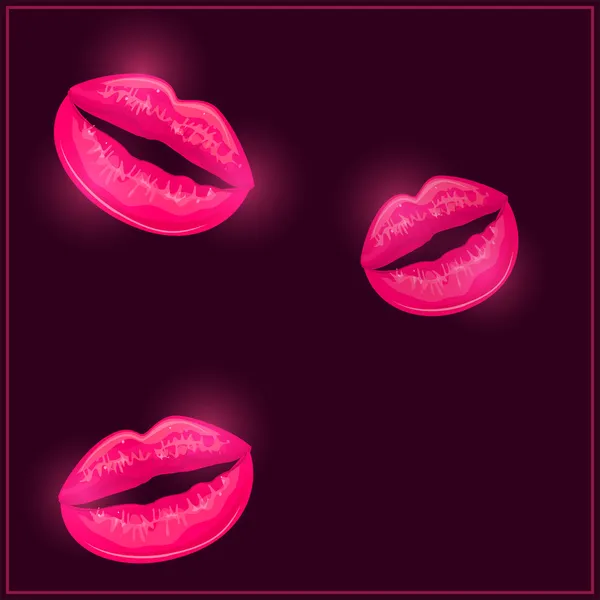 Pink Half Open Lips on Dark Red Background — Stock Vector