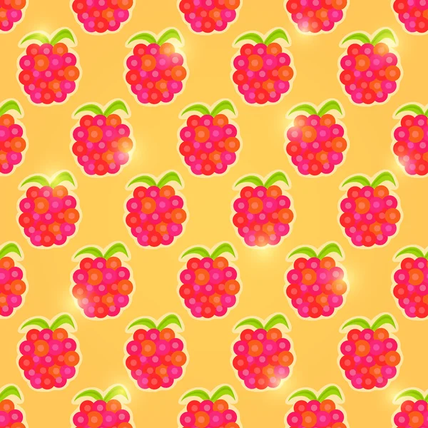 Raspberry Seamless Pattern — Stock Vector