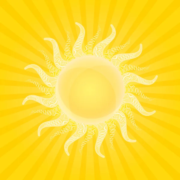 Glanzende zon pictogram met balken — Stockvector